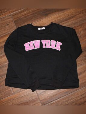 Serdomi Kids Black New York Graphic Sweatshirt Pink Print | Size 16/18